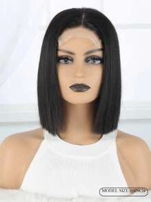 Straight Bob 4 X 4 Lace Closure Natural Black Wig Natural Hairline Human Hair Wig Short Straight Wig - SNatural - View 4