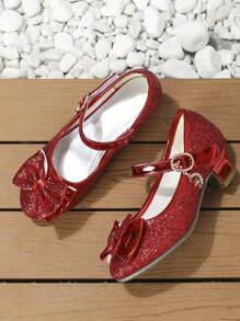 Children's High Heel Shoes Princess Shoes - Red - View 5