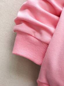 SHEIN Cô Gái Trẻ Đồ họa Unicorn và chữ cái Áo len & Quần nỉ - Hồng - Xem 5