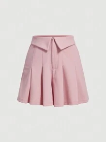 SHEIN MOD Skort con fruncido unicolor - Rosa Pálido - Ver 1