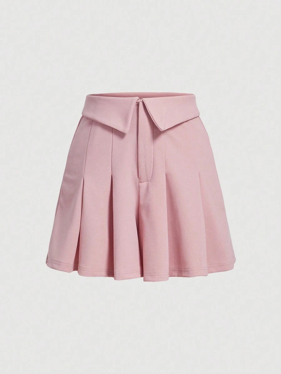 SHEIN MOD Skort con fruncido unicolor - Rosa Pálido - Ver 1