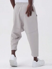 Manfinity Homme Men Slant Pocket Drawstring Waist Harem Pants - Apricot - View 2