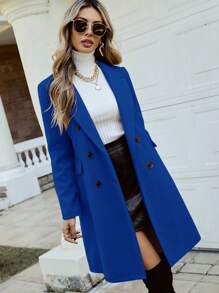 Pariaura Lapel Neck Double Breasted Overcoat Fall Winter Cloth For Women