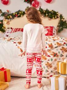 Ensemble Pyjama Pour Jeune Fille Avec Impression De Dessin Animé, Tenues Assorties Pour La Famille - Blanc - Voir 2