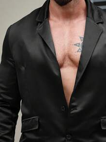 Manfinity AFTRDRK Men Single Breasted Blazer & Suit Pants - Black - View 7