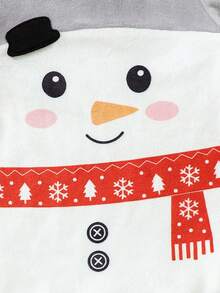 Baby Girl Snowman Print Pajama Footed Jumpsuit - Multicolor - View 5