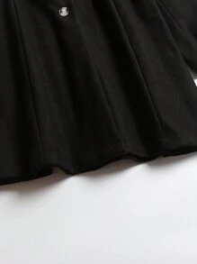 SHEIN Clasi 大碼單排釦花呢外套 - 黑色 - 查看 4