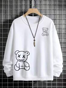 Manfinity Homme Hombres Sudadera con estampado de oso de hombros caídos