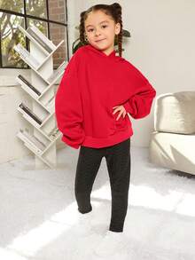 SHEIN Tween Girl Slogan Graphic Drop Shoulder Sweatshirt - Red - View 3