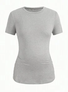 SHEIN Maternity 3pcs Solid Ruched Side Tee