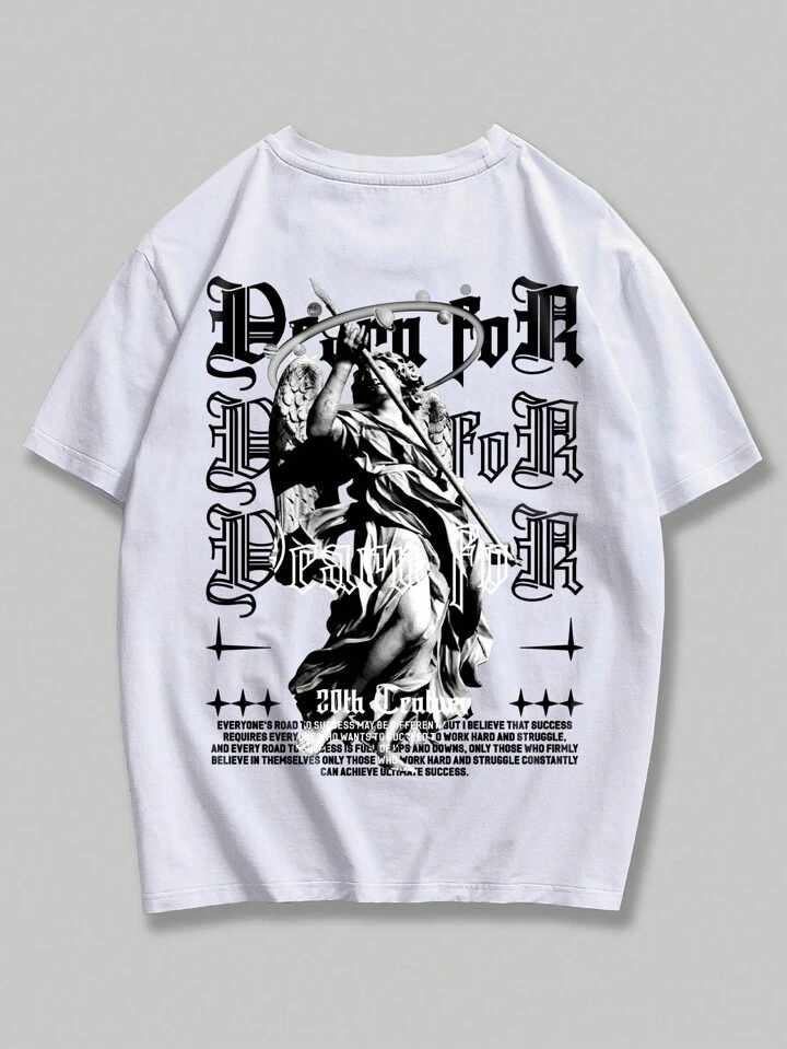 Our Street Life Guys Slogan Angel Graphic Tee is such a vibe - ROMWE