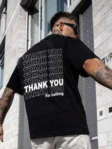 Men Slogan Graphic Tee - Black - View 4