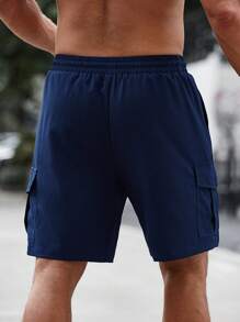 Manfinity Homme Men Flap Pocket Side Drawstring Waist Cargo Shorts - Blue - View 2