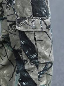 Manfinity LEGND Men Graphic Print Flap Pocket Side Cargo Jeans - Multicolor - View 8