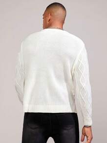Manfinity VCAY Men Solid Round Neck Sweater, For Fall Winter - Beige - View 2