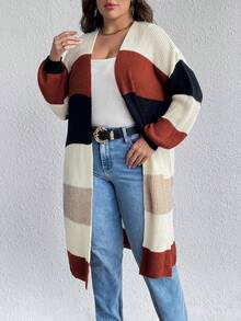 SHEIN LUNE Hơn Khối màu Thả vai Áo len Duster - Nhiều màu - Xem 3