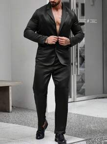 Manfinity AFTRDRK Men Single Breasted Blazer & Suit Pants - Black - View 1