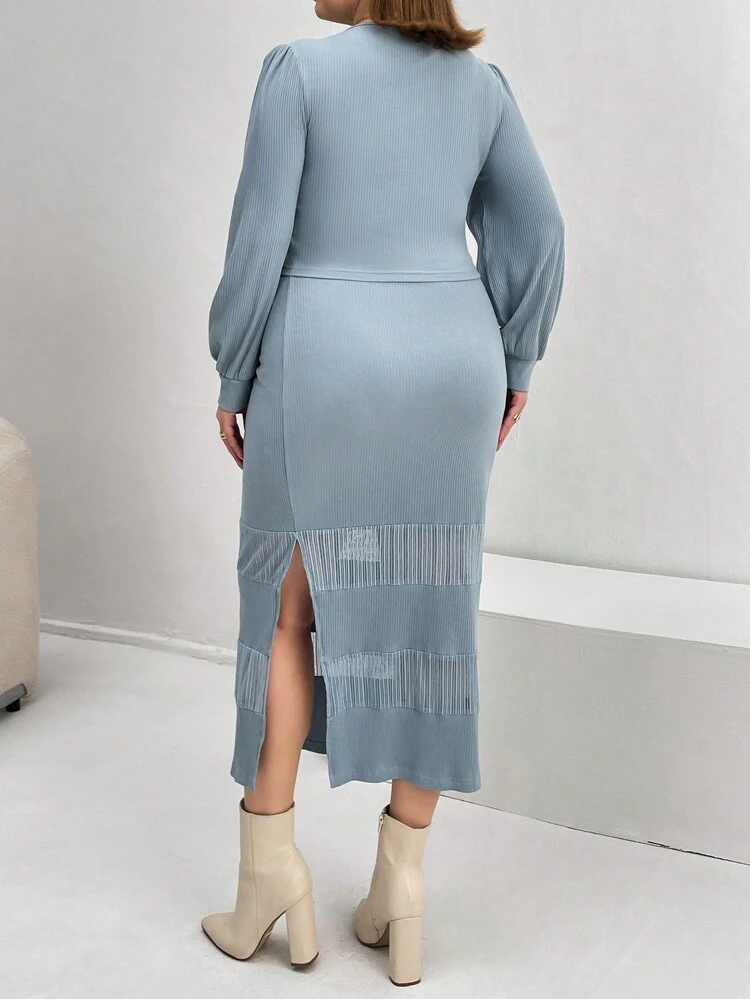 Plus Lantern Sleeve Top & Skirt