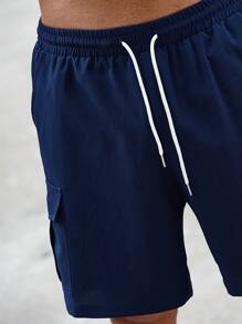 Manfinity Homme Men Flap Pocket Side Drawstring Waist Cargo Shorts - Blue - View 5