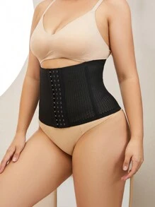Plus Hook Front Waist Trainer - Black - View 7