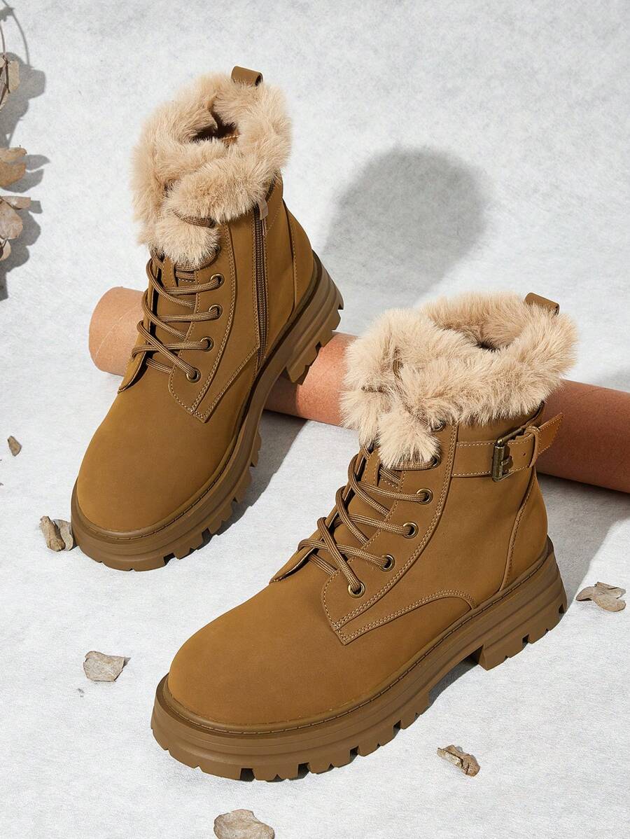 SheIn MOD 女性休閒靴子,時尚女性靴子 - 駝色 - 查看 1