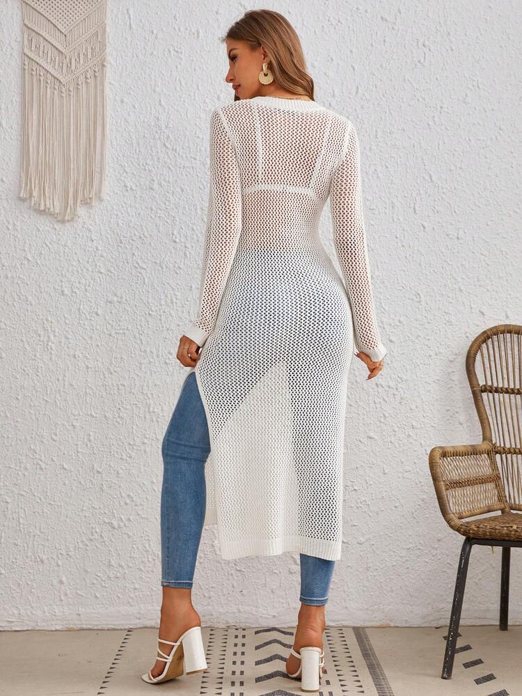 Split Thigh Sweater Dress Without Belt