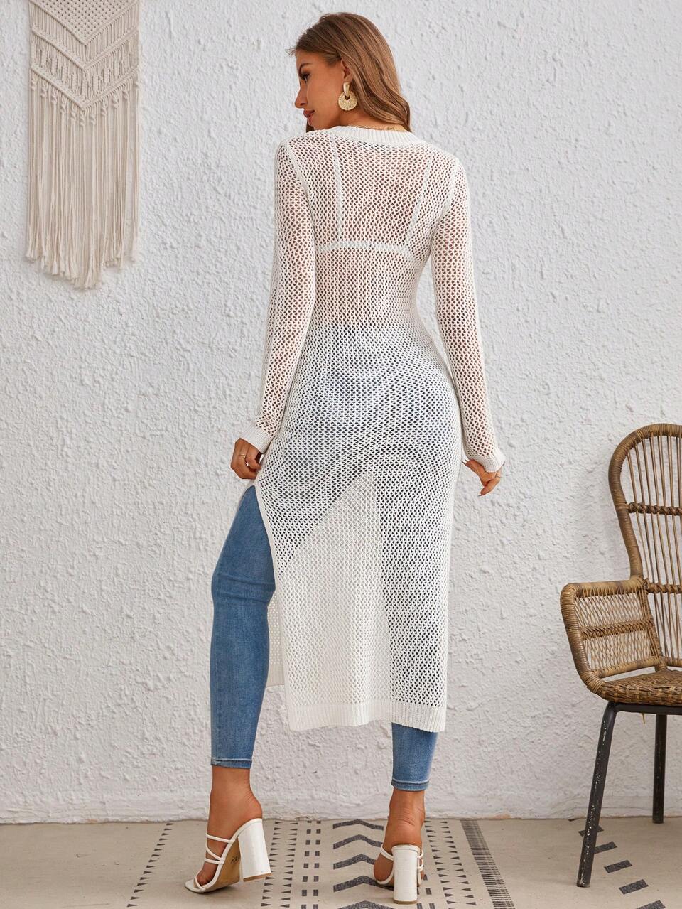 Split Thigh Sweater Dress Without Belt