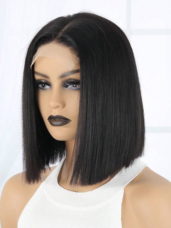 Straight Bob 4 X 4 Lace Closure Natural Black Wigs Unprocessed Short