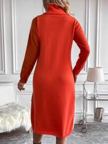 SHEIN LUNE Vestido de punto de color combinado cuello alto - Multicolor - Ver 2