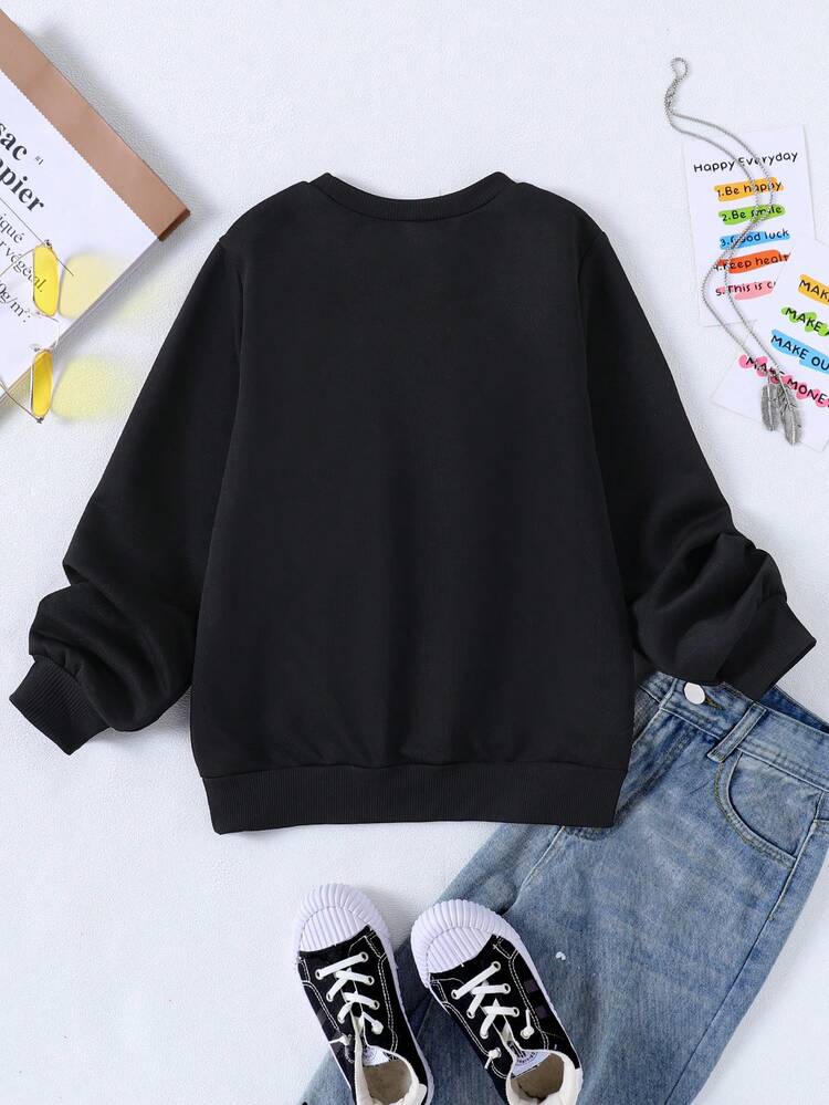 Tween Girl Letter Patched Sweatshirt
