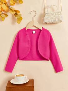 SHEIN Young Girl Open Front Jacket,In Fall/Winter - Hot Pink - View 2