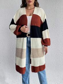 SHEIN LUNE Hơn Khối màu Thả vai Áo len Duster - Nhiều màu - Xem 4