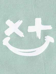 SHEIN 男小童卡通圖案T恤和短褲&包 - 青碧色 - 查看 4