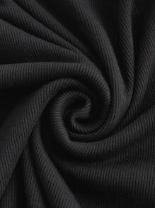 SHEIN BASICS Vestido ajustado unicolor de cuello scoop - Negro - Ver 4