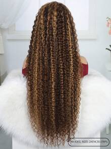 Highlight Water Curly Wave 13 X 4 Lace Front Wig Piano Color Pre Plucked Hairline High Density Natural Looking Highlight Color - S4/27 - View 4