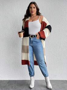 SHEIN LUNE Hơn Khối màu Thả vai Áo len Duster - Nhiều màu - Xem 6