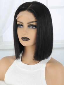 Straight Bob 4 X 4 Lace Closure Natural Black Wig Natural Hairline Human Hair Wig Short Straight Wig - SNatural - View 7