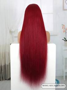 13*4 Transparent Lace Front 22-28inch Burgundy Straight Human Hair Wigs With Baby Hair Pre Plucked For Women - SBUG - View 4