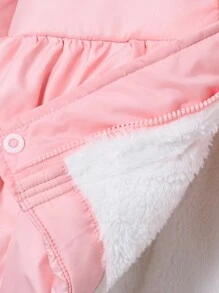 SHEIN Baby Girl Solid Zip Up Hooded Padded Coat