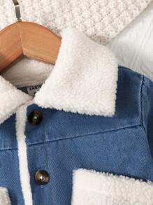 男嬰羊絨領口毛絨內襯牛仔夾克不附帶包 - 中等水洗藍 - 查看 7