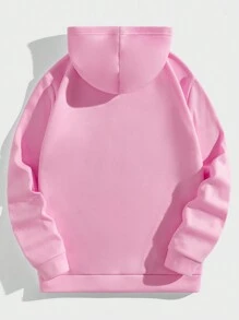 Manfinity VCAY Hombres Capucha térmica con letra & con estampado de telaraña - Rosa Pálido - Ver 2