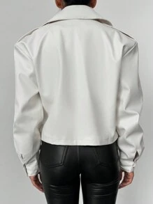 EURMUSE Lapel Neck Buckle Detail Jacket - White - View 2