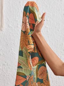 SHEIN VCAY Robe Partout Imprimé Tropical Manches Bouffantes - Multicolore - Voir 6