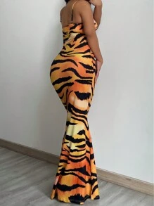 Zolique Vestido de tirantes con estampado de tigre - Multicolor - Ver 2