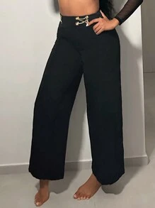 SHEIN SXY Chain Detail Flare Leg Suit Pants