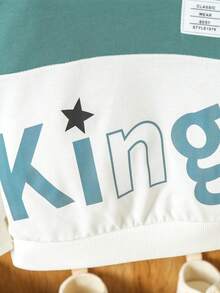 SHEIN Đứa bé gái Đồ họa Chữ cái Khối màu Thả vai Áo nỉ - Nhiều màu - Xem 6