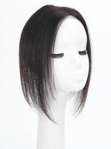 Swiss Ren Human Hair Topper Topper màu đen tự nhiên Top 9 * 10Cm Topper thẳng với Bangs - Natural Black - Xem 5