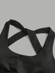 SHEIN Running 3Pcs Sports Set With Hoodie Gym Clothes Workout Clothes - Black and White - View 3