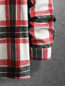 Manfinity Hypemode Men Plaid Print Drawstring Hooded Flap Pocket Overcoat - Multicolor - View 4