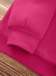 SHEIN EZwear Plus Slogan Graphic Thermal Lined Sweatshirt - Hot Pink - View 5